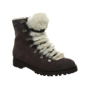 Womens Bearpaw Vanna Gray Suede Leather Hiking Lined Lace Up Winter Boots Sz 8